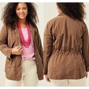 J Jill Water Repellent Utility Jacket Brown L EUC